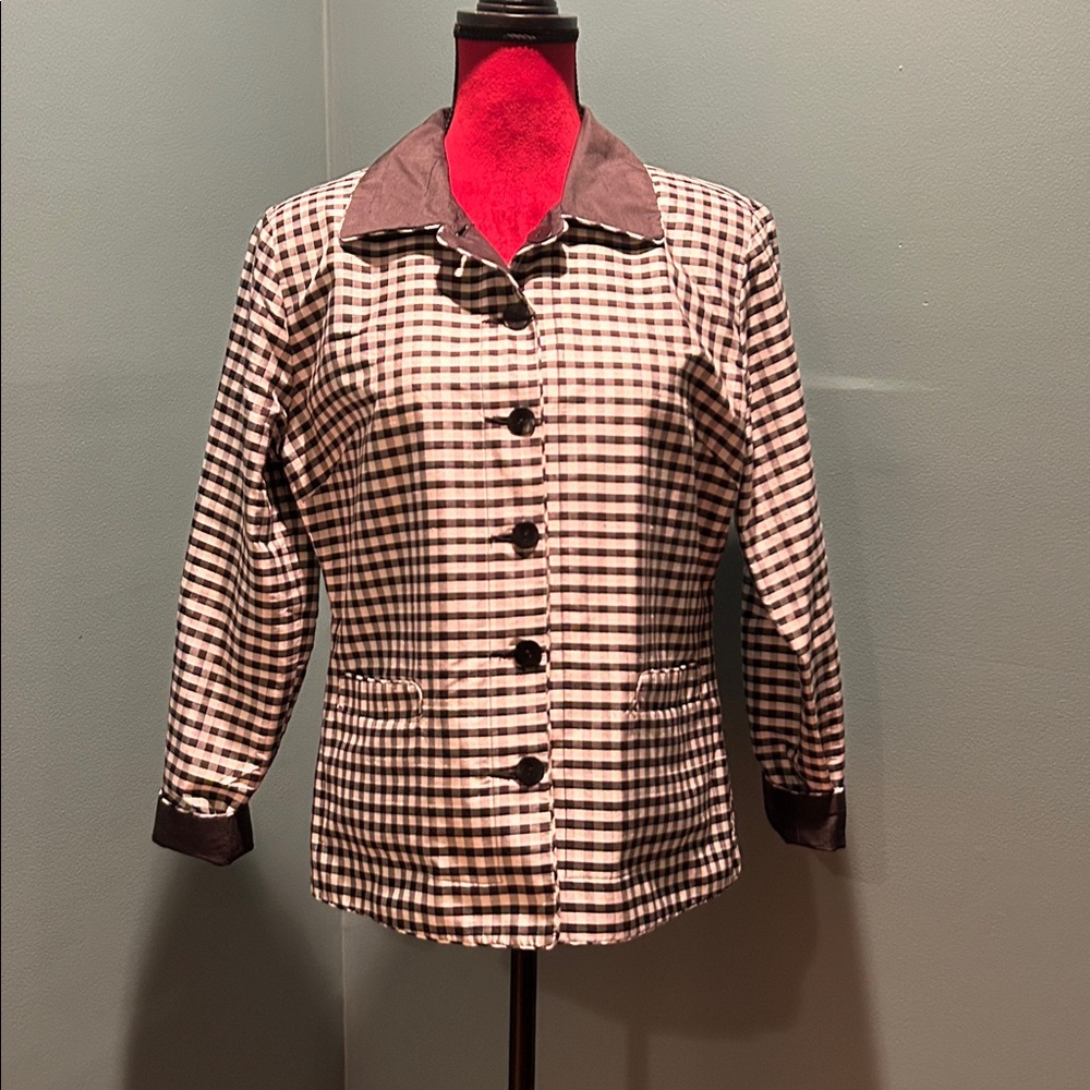 Harris Wallace Black Silk Reversible Jacket Size 8P - Picture 2 of 16